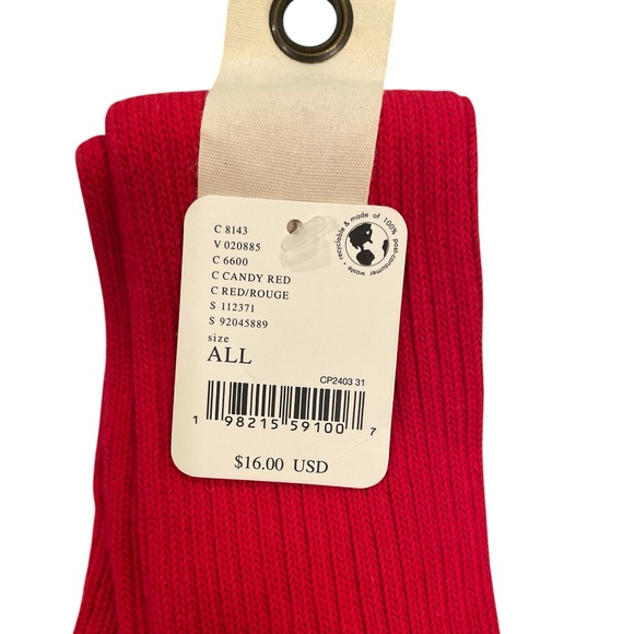 Free People Women’s Super Scrunch Solid Socks Candy Red - Picture 6 of 10